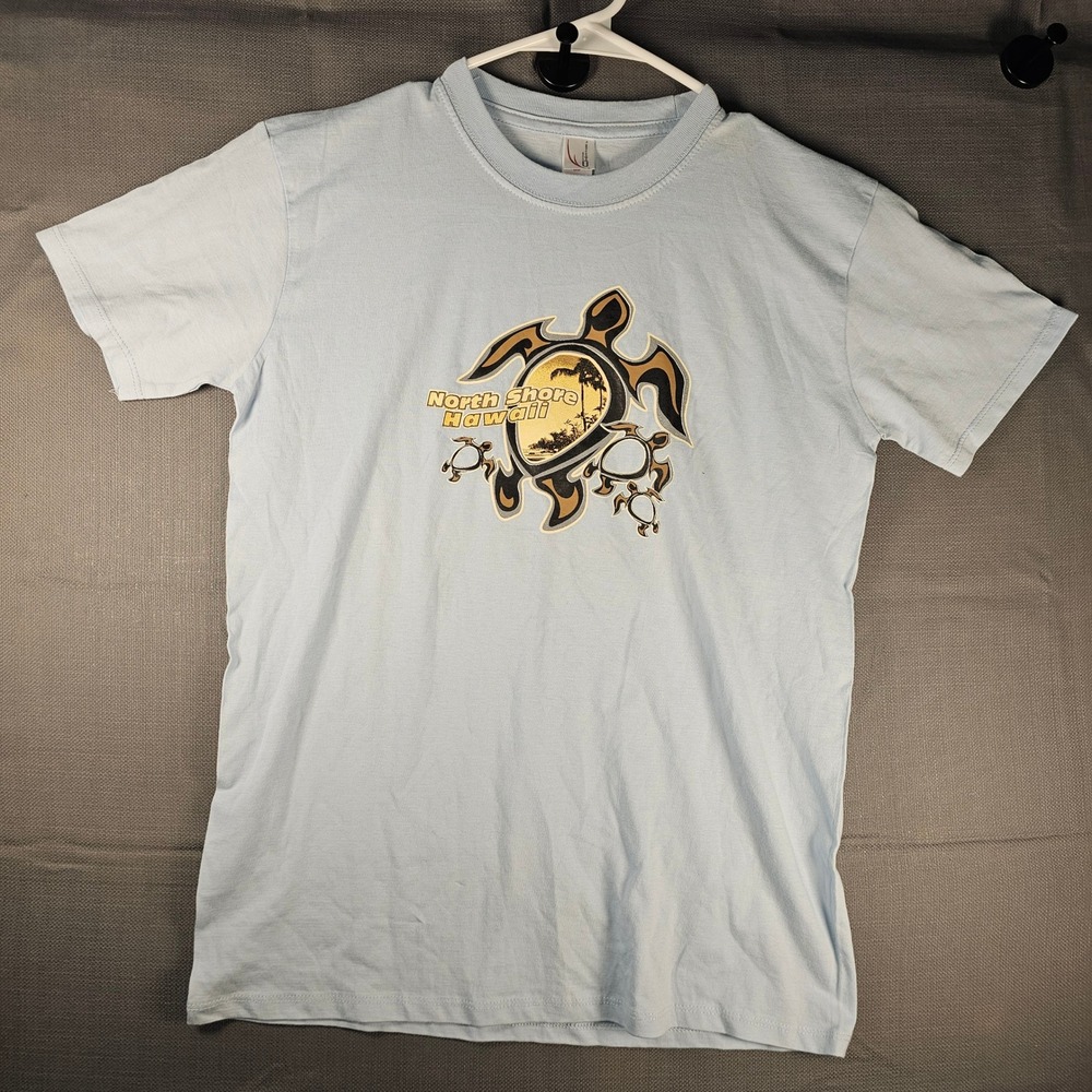 Cotton Heritage‎ North Shore Hawaii Sea Turtle Graphic T-Shirt Light Blue Large